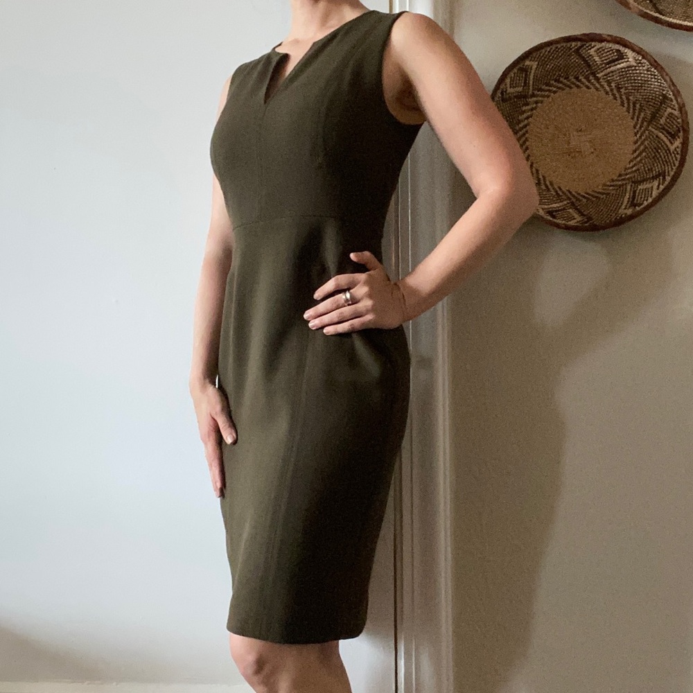 Ann Taylor sheath dress olive green